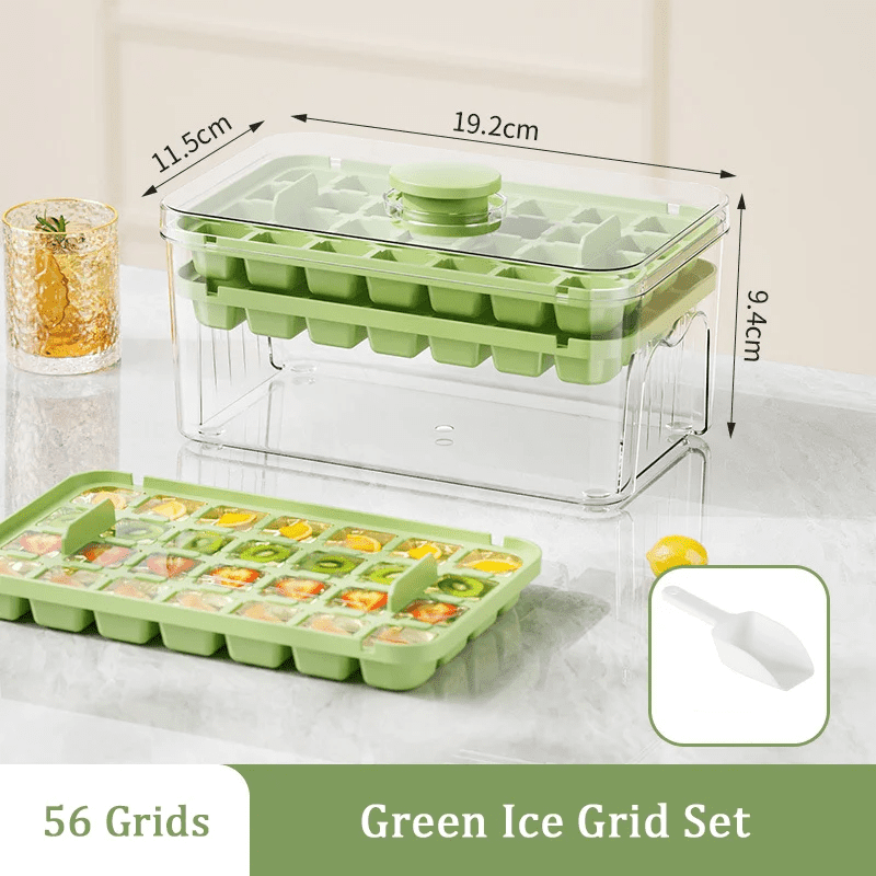 Press Ice Tray Bucket Multifunctional 48-Grid Ice Cube Mold, Ice Maker with One-Touch to Release, Portable Ice Box
