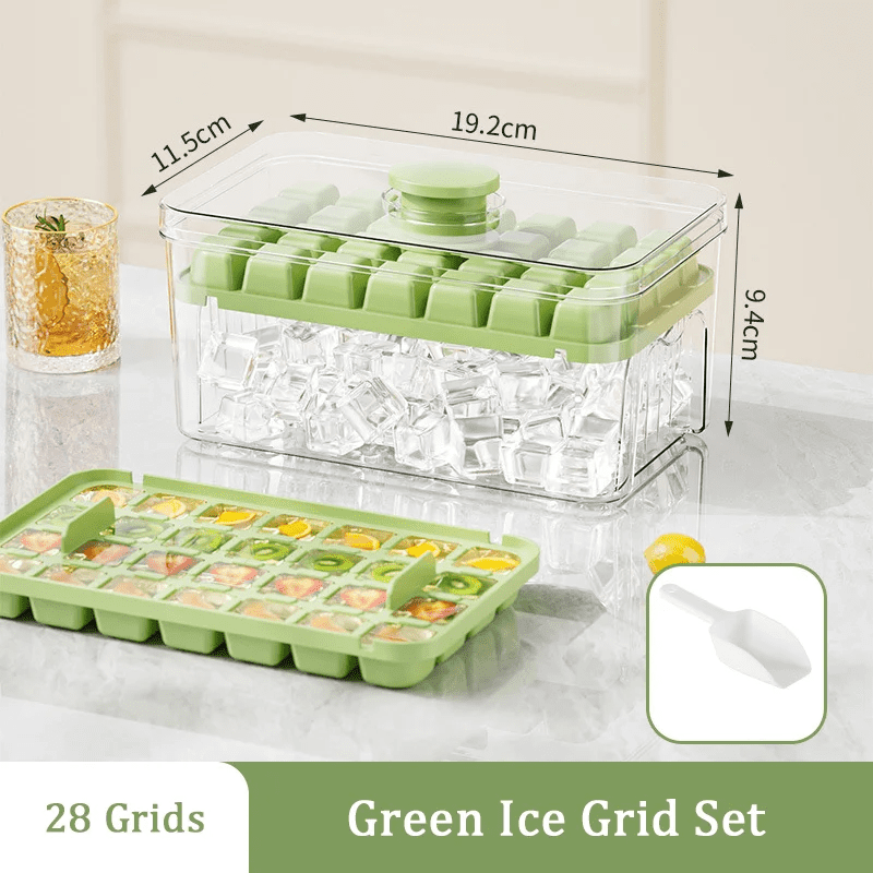 Press Ice Tray Bucket Multifunctional 48-Grid Ice Cube Mold, Ice Maker with One-Touch to Release, Portable Ice Box