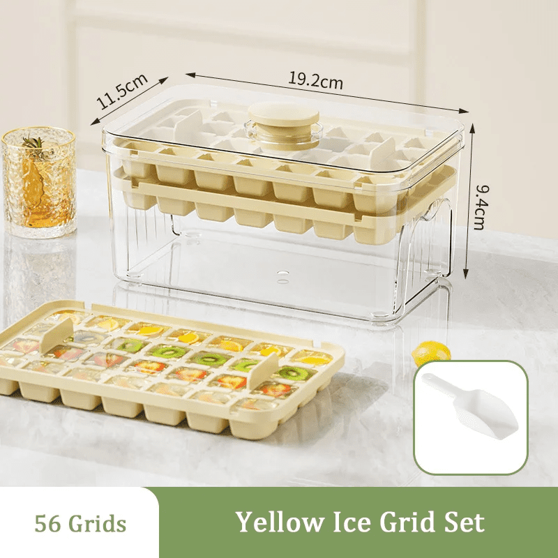 Press Ice Tray Bucket Multifunctional 48-Grid Ice Cube Mold, Ice Maker with One-Touch to Release, Portable Ice Box