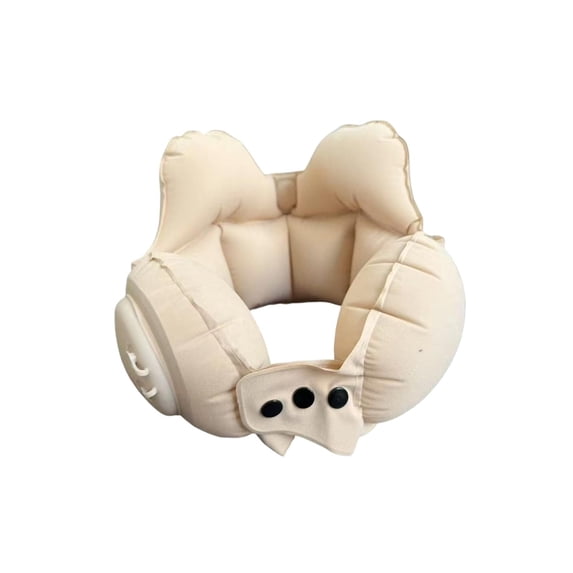 Press - to - Inflate Inflatable U - Shaped Neck Pillow, Portable Waterproof Travel Support Cushion, Firm Breathable Cozy PVC Material for Travel Office Rest,Beige
