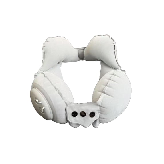 Press - to - Inflate Inflatable U - Shaped Neck Pillow, Portable Waterproof Travel Support Cushion, Firm Breathable Cozy PVC Material for Travel Office Rest,Gray