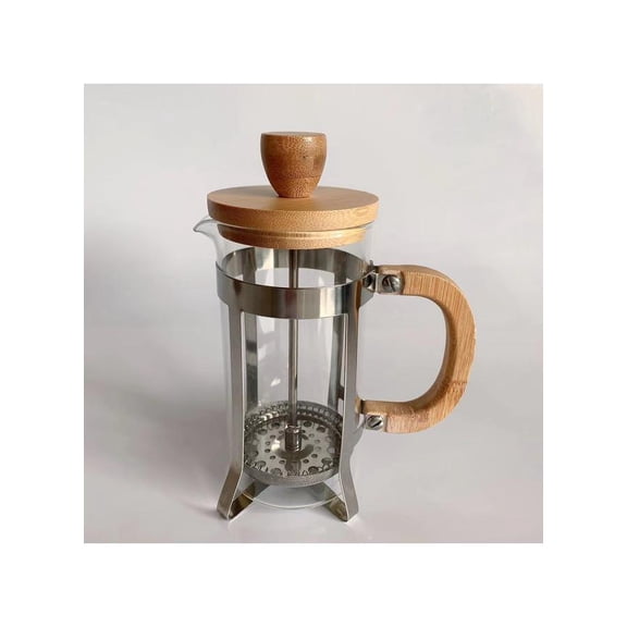 Press Infuser Bamboo Cover With Coffee Pot Clear/Brown/SilverCafepress Wood Pressed Coffee, French Press, Olive Wood, Heat Resistant Glass,Practical Capacity, 600 ml
