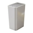 thumbnail image 1 of Press-Lid Trash Can | Bathroom & Bedroom Wastebasket with Pop-Up Lid | Odor-Control Plastic Garbage Bin for Home, Office, Kitchen | Space-Saving Design in White/Black, 1 of 5