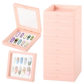 40 Pcs 3D Floating Display Cases for Press On Nails, Clear Nail Storage Boxes & Jewelry Organizer for Nail Salon, Earrings