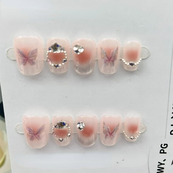 Press on Nails Extra Short Square ,Cat's eye pure handmade nail art stickers ,whitening nail art removable, press on fake nail, Handmade Gel Fake Nails