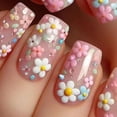 thumbnail image 1 of Press on Nails Medium Coffin Yellow Fake Nails Cute Nails False Nails with Bee Flower Designs Fun Glossy Glue on Nails Summer Spring Acrylic Nails for Women Girls 24 Pcs MNails21 24 Fl Oz (Pack of, 1 of 4