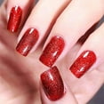 thumbnail image 1 of Press on Nails Medium Square, Handmade Glitter Red Gel Nail Polish Glue on Nails, 24Pcs Short Square Reusable UV Finish Fake Nails Acrylic False Nails Manicure Kit for Women Gift A1-Glitter Red, 1 of 4