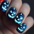 thumbnail image 1 of Press On Nails Short Square, Halloween Luminous Blue Pumpkin Resin Fake Nails, Glossy Glitter Stick On False Nails, Reusable Wearable Nail Tips for Women Girls Spooky Party Cosplay Manicure,24 Pcs, 1 of 7