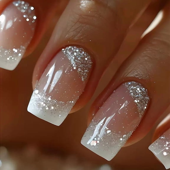 Press-On Nails - 24PCS Short Square, Valentines Day Press on Nails Medium  Fake Nails Wine Red Glitter Glue on Nails Heart Full Cover False Nails with Charms Design Valentines Nails Square Holiday Ar