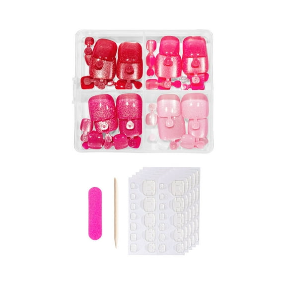 Press On Toenail Cats Eye Fake Toenails Short Square False Nails with Design Full Covers Acrylic On Toenail 96Pcs