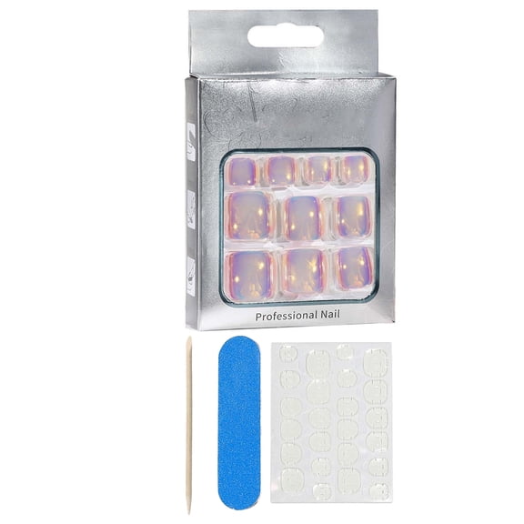 Press On Toenails, False Nails for Women，Squoval,Reusable,Solid Color，Easy to Apply，24 Count,C
