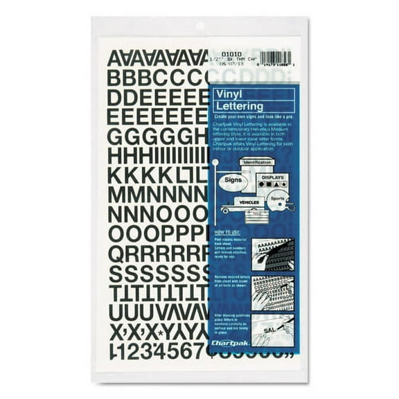 Press-On Vinyl Letters And Numbers, Self Adhesive, Black, 1/2"h, 201/pack | Bundle of 2 Packs