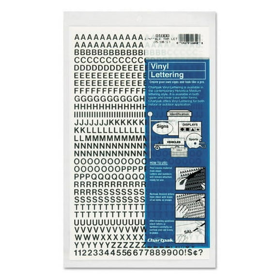 Press-On Vinyl Letters And Numbers, Self Adhesive, Black, 1/4"h, 610/pack | Bundle of 2 Packs