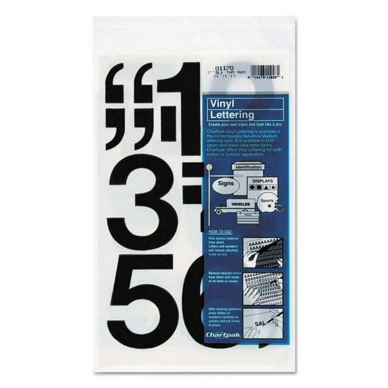 Press-On Vinyl Numbers, Self Adhesive, Black, 3 Press-On Vinyl Numbers, Self Adhesive, Black, 3