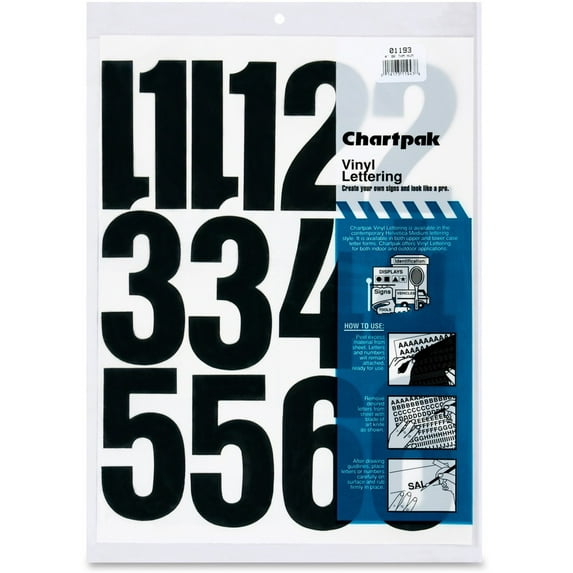 Press-On Vinyl Numbers, Self Adhesive, Black, 4"h, 23/pack | Bundle of 5 Packs
