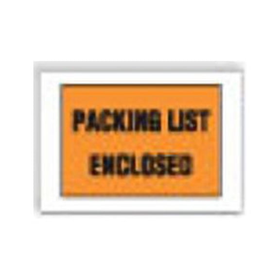 Press-Pak Packing List Envelope, 4-1/2" x 5-1/2", Black on Orange Preprinted Polyethylene, 24 lb, Open End, Back Loading, Pressure Sensitive Adhesive on Back - Box of 1000 Poly Envelopes