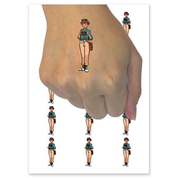 Press Photographer Journalist Camera Media Temporary Tattoo Water Resistant Fake Body Art Set Collection - 15 2" Tattoos (1 Sheet)