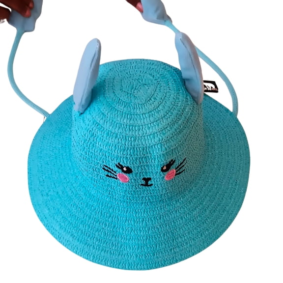 Press & Play Light-Up Ear Flap Hat for Girls Ages Four to Eight, Blue