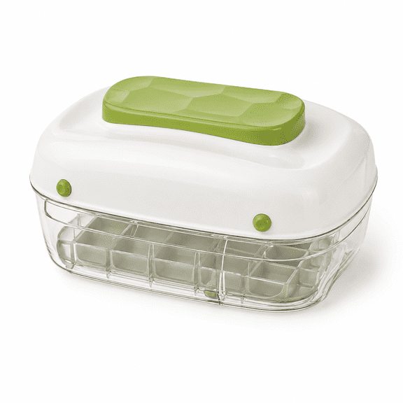 Press Release Ice Cube Tray with Lid, Drawer Style Silicone Ice Mold with Storage Bin, Easy Release Ice Maker Box for Drinks, Coffee, Cocktails and Home Freezer