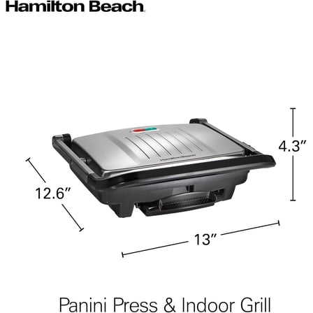 Press, Sandwich Maker & Electric Indoor Grill, Upright Storage, Nonstick Easy Clean Grids, Stainless Steel (25410)