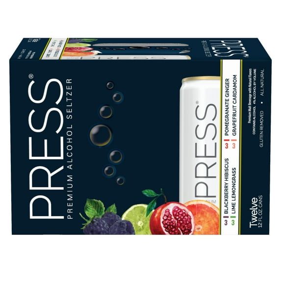 Press Seltzer Variety 12 Pack 12 Fluid Ounce Aluminum Cans, 4% ABV