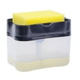 thumbnail image 1 of Press Soap Box Kitchen Automatic Dispenser Countertop Detergent Liquid Holder with Sponge Brush One Hand Operation White Plastic 300g, 1 of 1