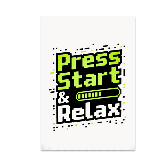 Press Start & Relax Vintage Gaming Wall Art - Retro Gamer - 13x19 Poster Print