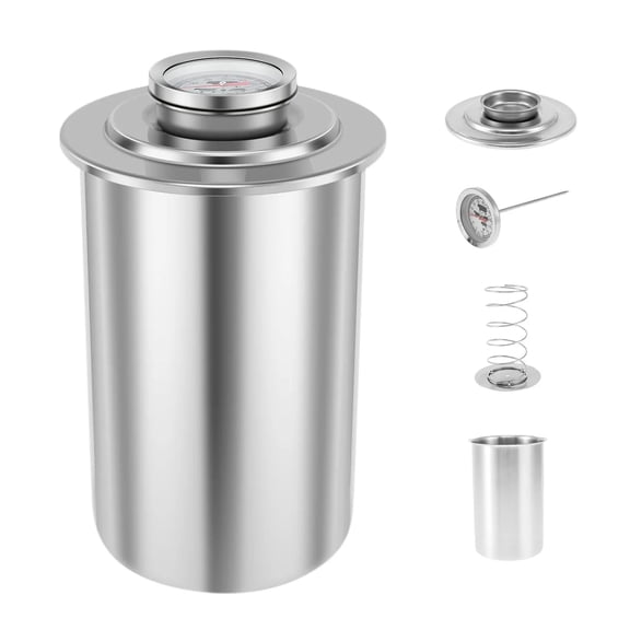 Press, Thermometer, Stainless Steel Kitchen, 8X14 in Barrel, Meat Press, Kitchen, Cooked Meat Compacting, Lunch Meat Prep, No Handle, 1 Pc
