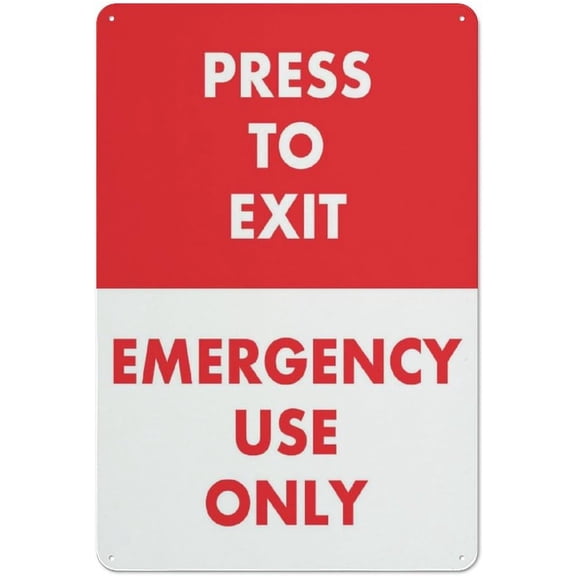Press To Exit Emergency Use Only Retro Vintage Sign Home Bar Pub Kitchen Restaurant Wall Deocr Plaque Signs 12X8Inch