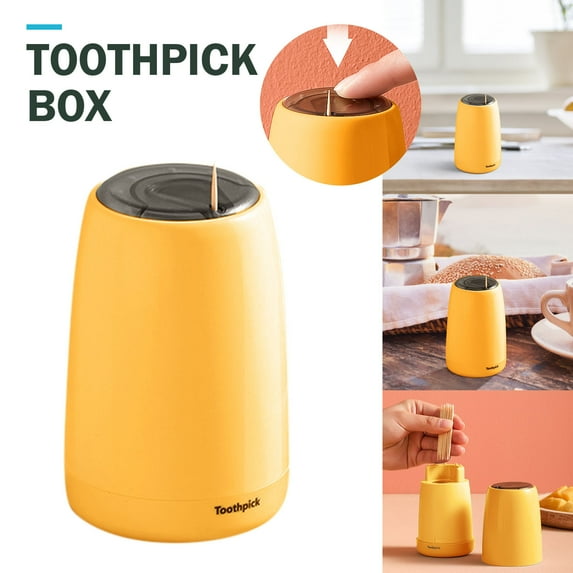 Press Toothpick Box Creative Automatic Home Living Room Toothpick Can,Toothpick Holder Dispenser,Plastic Secure Toothpick Storage Box