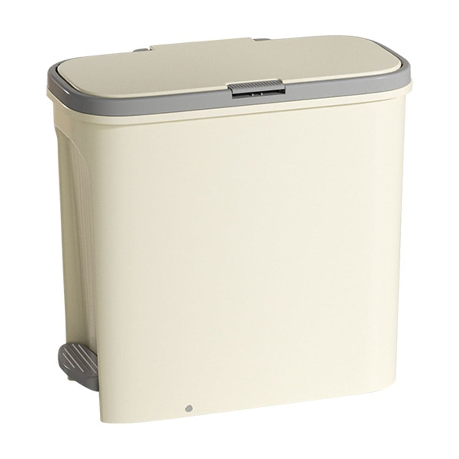 Press-Top Trash Can, Plastic Trash Can with Swing Top Lid, Compact Slim ...