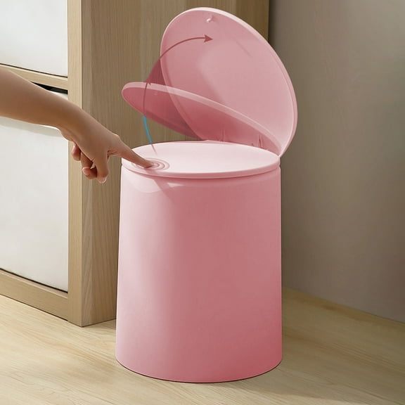 Press Trash Can with Lid 2 Gallon Small Wastebasket for Office Desk Bedroom Kitchen Living Room Car - Compact Garbage Bucket with Odor Control Lid and Non Slip Feet