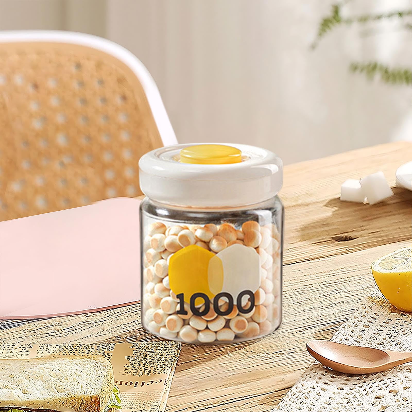 Press-Type Glass Storage Container | Airtight Seal Food Storage Jar ...