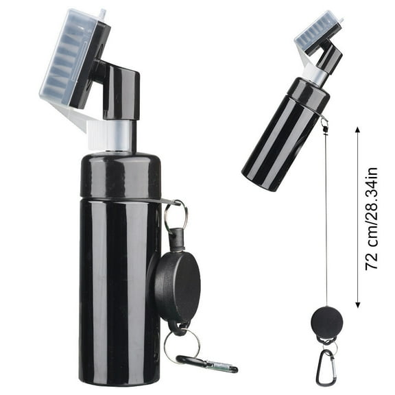 Press-Type Golf Club Cleaning Brush with Water Bottle - 5.5oz Retractable Nylon Bristle Tool for U/V-Groove Irons | Portable Golf Accessories Bag Clip (Pro Series)