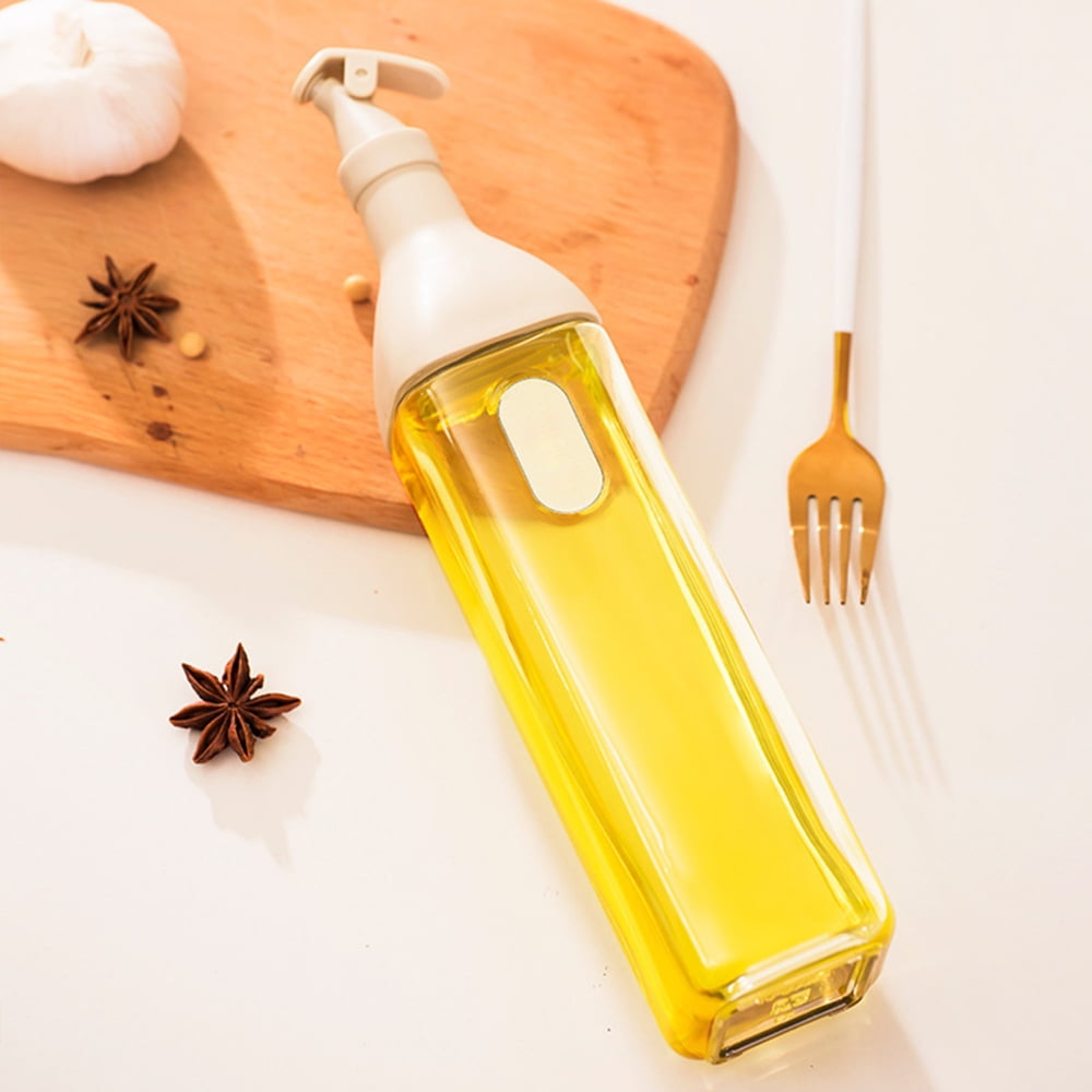 Press Type Kitchen Oil Bottle Transparent Visible Glass Oil Bottle for