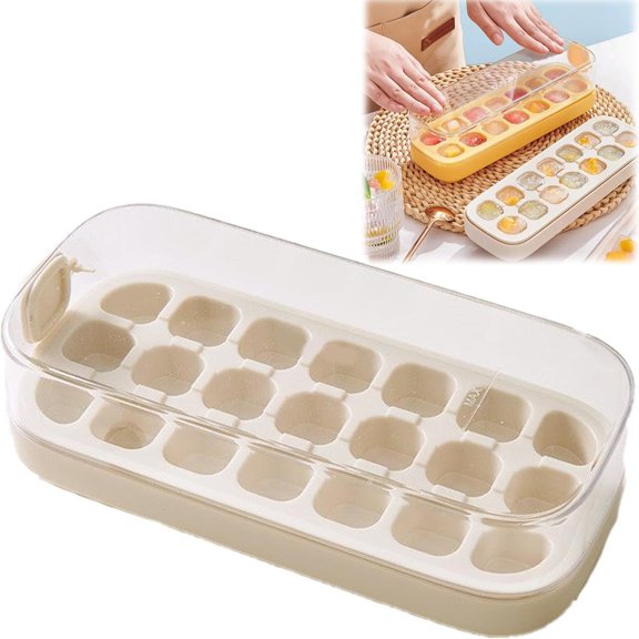 Press-Type Silicone Ice Cube Trays, Silicone Ice Cube Molds, Nugget Ice Tray, Nugget Ice Trays for Freezer, Ice Cube Tray Small Nugget Ice, 7/14/21-Ice Trays for Freezer (White,21 grids)