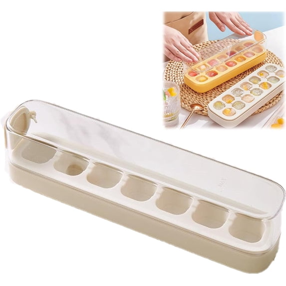 Press-Type Silicone Ice Cube Trays, Silicone Ice Cube Molds, Nugget Ice Tray, Nugget Ice Trays for Freezer, Ice Cube Tray Small Nugget Ice, 7/14/21-Ice Trays for Freezer (White,7 grids)
