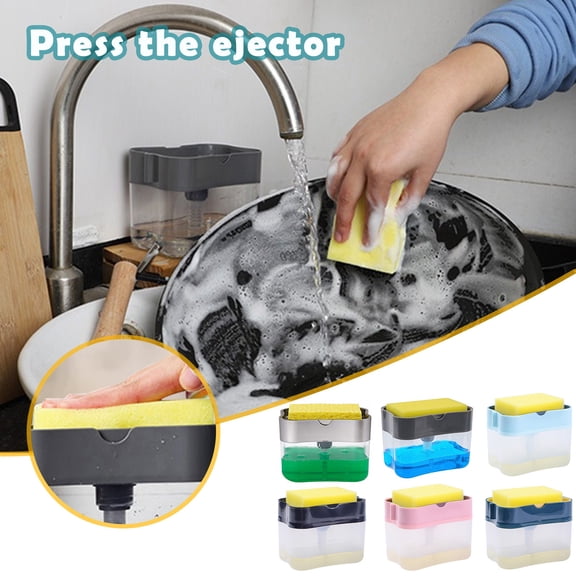 Press-and-Dispense Kitchen Soap Box with Automatic Liquid Pump and Integrated Sponge Holder, Convenient for Dishwashing and Countertop Organization Daily Hot Picks & Limited-Time Offers