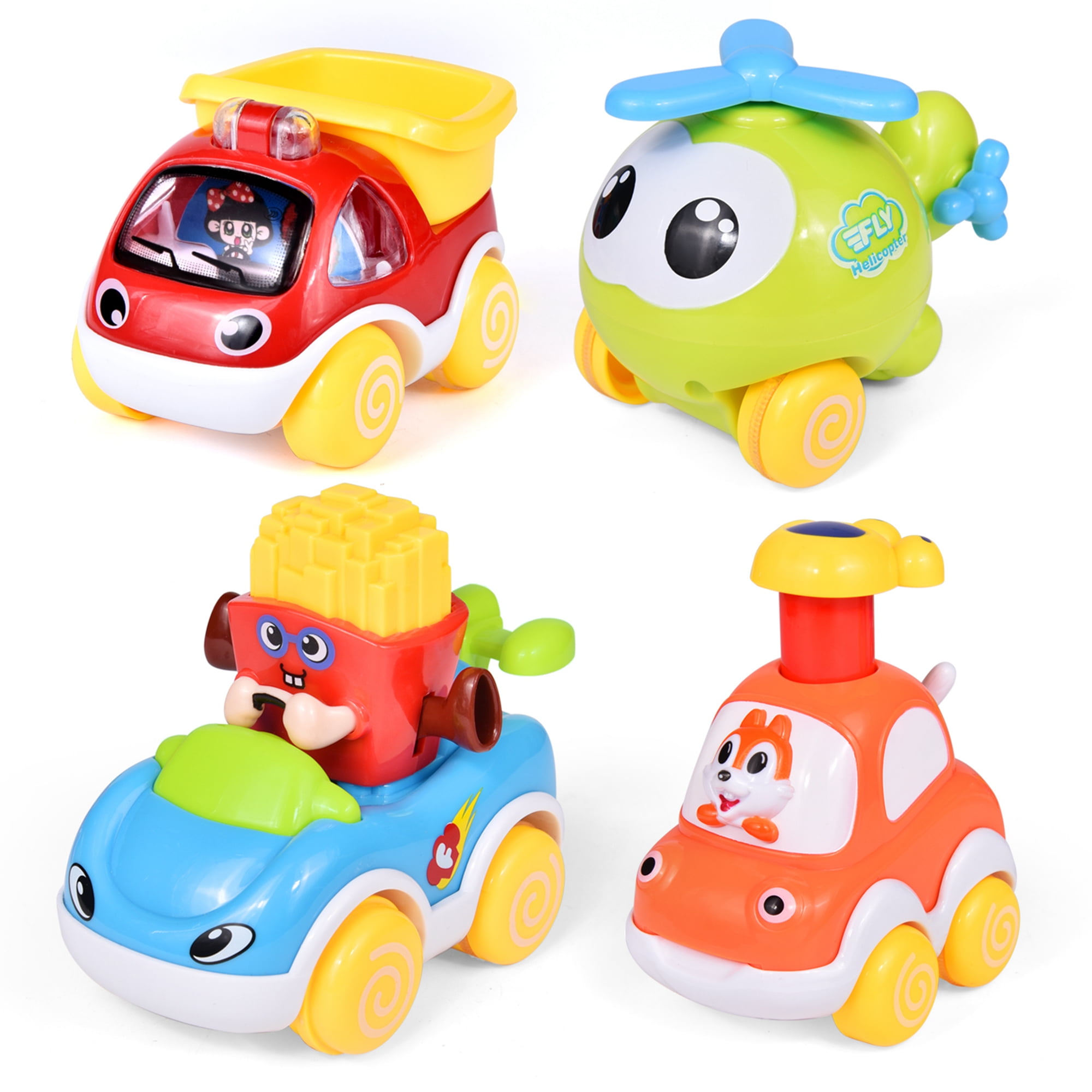 Press and Go Car, Go! Go! Smart Wheels Starter Pack Baby Toy Cars Toddler  Birthday Gift Toys Cartoon Wind up Cars for 2 Year Old Boys F-260 