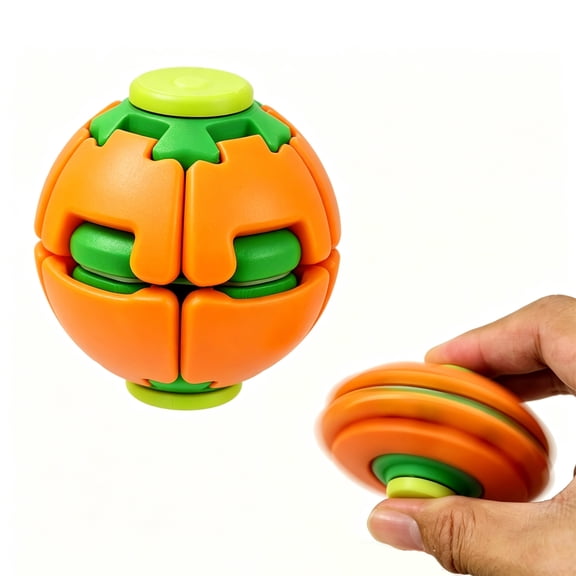 Push to Spin Fidget Stress Ball, 2-in-1 Magical Fidget Spinner Ball, 3D Printed Fidget Toys for Adults, Press-Rotate-Reset Spherical Spinning Top Toys