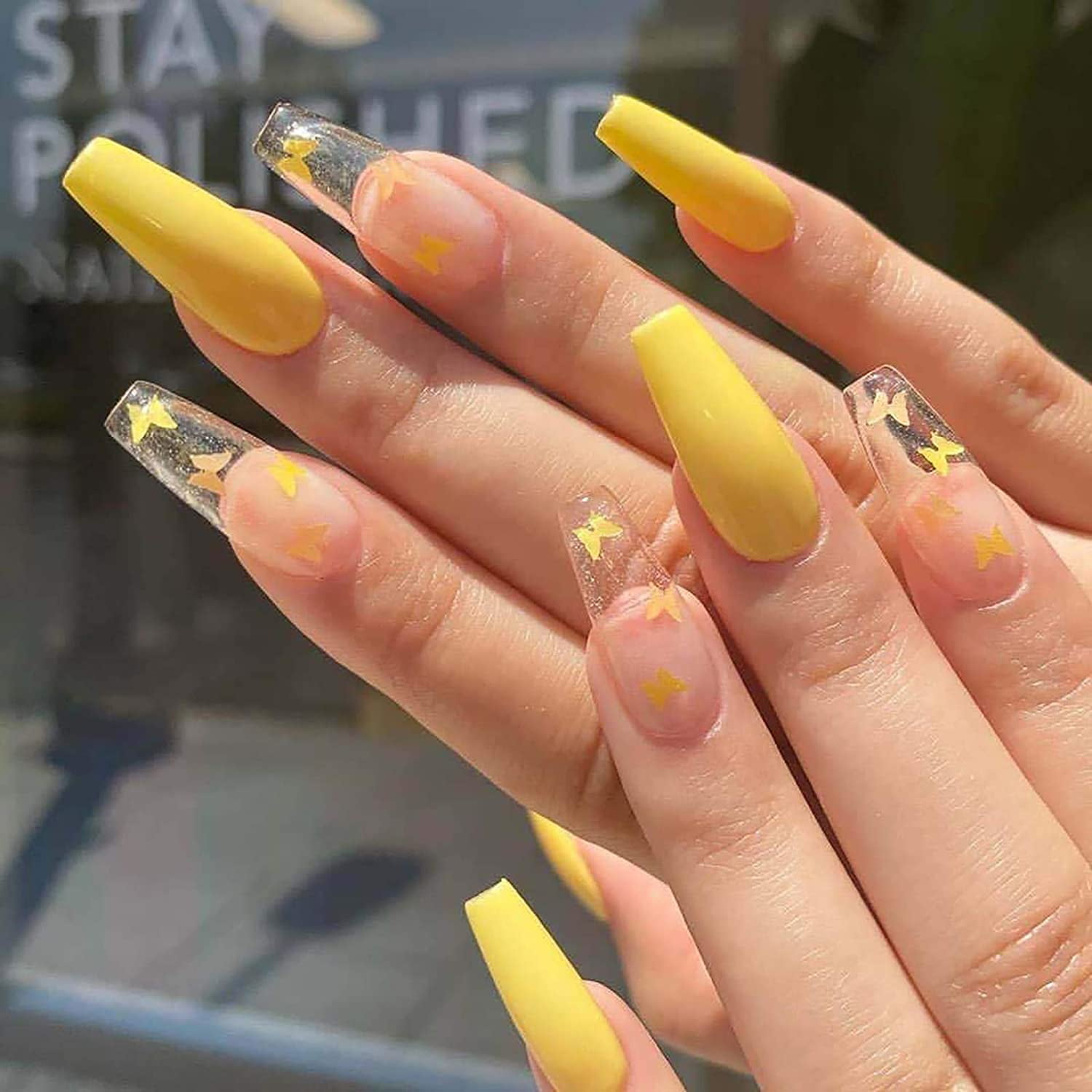Butterfly acrylic online nails