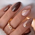 thumbnail image 1 of YTTAL Impress Press On Nails Short Christmas Press On Nails Short Almond Green Fake Nails - False Nails with Designs White Snowflake Full Cover Matte Glue On Acrylic Nails for Women 24 Pcs, 1 of 7