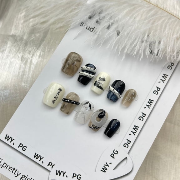 Press on Nails Extra Short Square ,Handmade Gel Fake Nails, Handmade Gel Fake Nails
