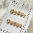 thumbnail image 1 of Press on Nails Extra Short Square ,Purely hand-made wearable nails ,medium-length hand-painted frosted leaf nail stickers ,Handmade Gel Fake Nails, 1 of 8