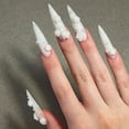 thumbnail image 1 of Press on Nails - Long Stiletto Glue on Nails with Goth Red Black, Acrylic Gothic Vampire Design 24 pcs, 1 of 7
