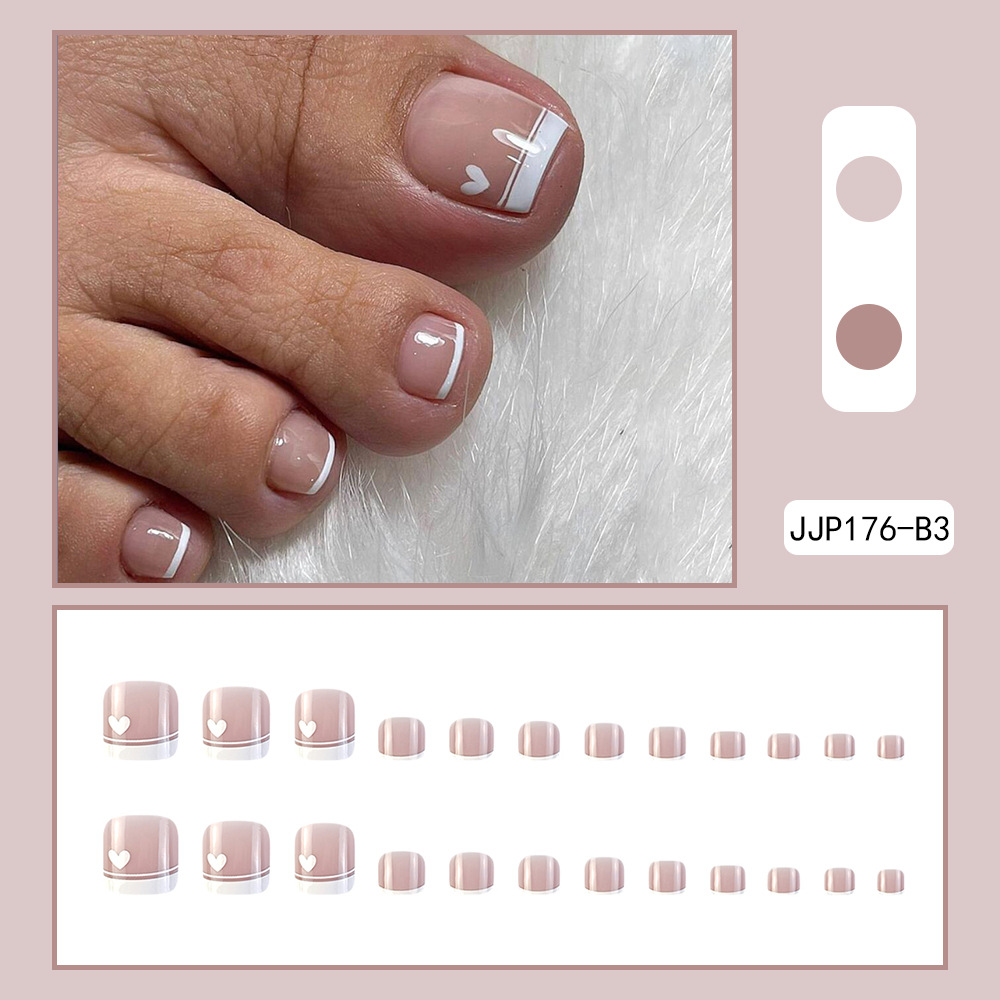 Press on Toenails, Glossy Fake Toe Nails with Designs, Short Acrylic
