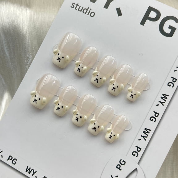 Press on nails fake Handmade Nail Cream Puppy Press Nail Pads