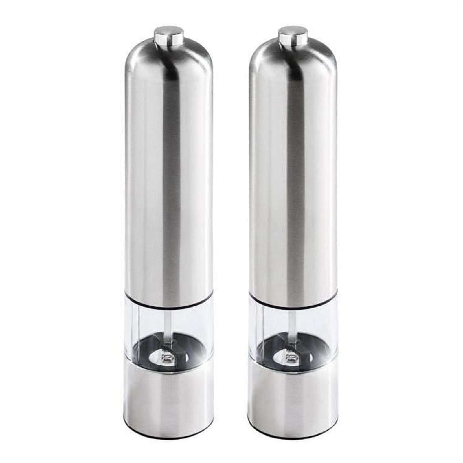 style round pepper grinder Electric Mill in Stainless Steel, Salt Mill (Salt) or Pepper Mill-Silver Color-With light