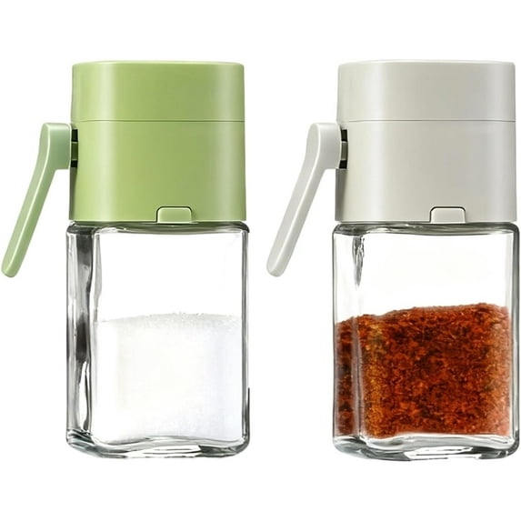 Press-to-Dispense Seasoning Bottle, Salt and Pepper Shaker with Precise Portion Control, Sprinkle Spice Dispenser for Kitchen (Green,White))