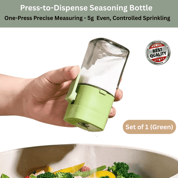 Press-to-Dispense Seasoning Bottle, Salt and Pepper Shaker with Precise Portion Control, Sprinkle Spice Dispenser for Kitchen (Green)
